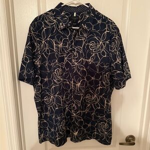 Ted Baker Navy and Cream Floral Men's Shirt